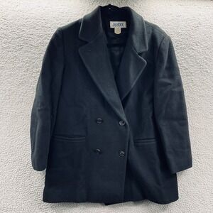 Vintage JG Hook Womens Coat 10 Black Wool Double Breasted Peacoat Classic Winter